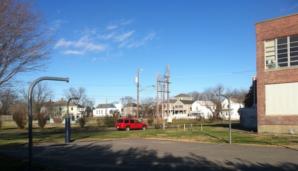 Plenty of space to dribble, but nowhere to shoot: The Town of Cape Charles removed the hoops and backboards Thursday from what had been the town's only basketball  court. (Wave photo)