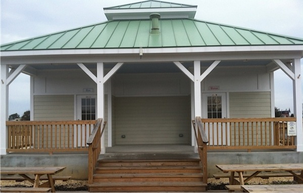 Town's newest public toilet, constructed last year at a cost of $350,000, is "closed for the season."