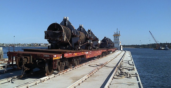 Gun barrel on its way to Cape Charles last year. (USFWS photo)