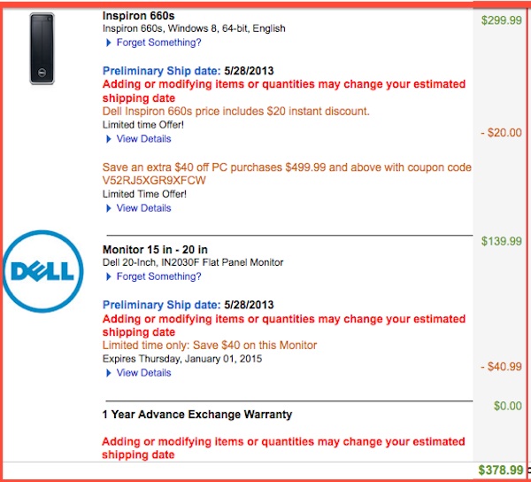 Current cost for a Dell Inspiron with 20-inch flat screen monitor is $380. Town spent $18,000 grant money two years ago on 20 similar computers at a cost of $900 each.