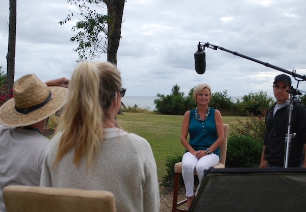 Filming Blue Heron Agent Eva Noonan During The Agent Interview Segment For The New Bargain Beach Home Series Premiering ON HGTV In January, 2014