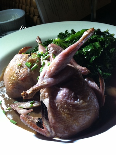 Slow Roasted Quail stuffed with poached oysters and fennel