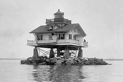 Original lighthouse on Old Plantation Flats was torn down in 1964. (Coast Guard photo)