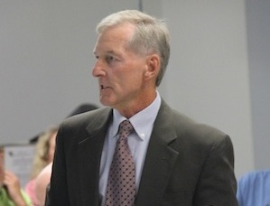 Bob Panek at last September's PSA information meeting at the Cheriton Fire Hall. He did not attend yesterday's Board of Supervisors meeting. (Wave photo)