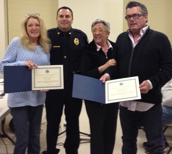 Carol Habel, Chief Pruitt, Mayor Sullivan,  (Wave photo)