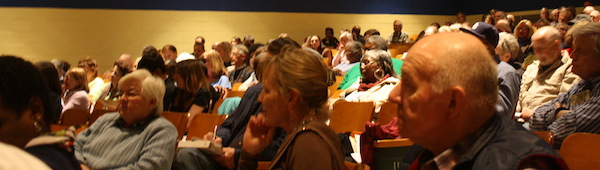 Portion of March 11 crowd at Northampton High auditorium (Wave photo)