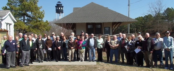 Ferry reunion attendees assemble at Cape Charles Welcome Center.