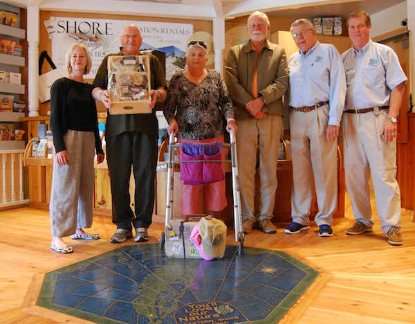  Kerry Allison, Executive Director of the ES Tourism Commission; Jacques and Shirley Dumoulin; Fred Stant, CBBT Commission Chairman; Allan Burns, ES Welcome Center Manager; and Bill Murphy, ES Welcome Center Volunteer.