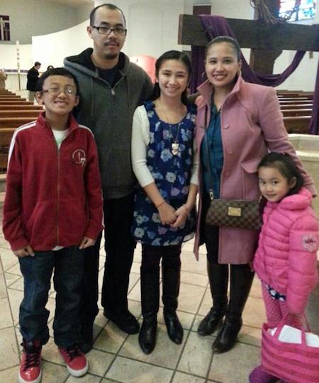 Lord Balatbat and Lolibeth Ortega shown with their three children: Lheandrew, 13, Lharizia Ann, 12, and Lheana Ann, 7