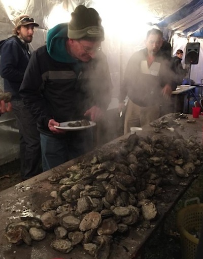 Oysters, clam chowder, fried chicken, potato salad, 3-bean salad, rolls, and yes all kinds of dessert too at (Photo: Marion Naar)
