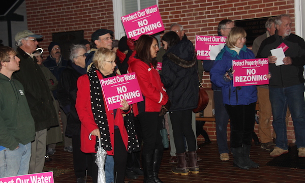 Some of the 150 zoning opponents who rallied at the old courthouse prior to a meeting of the Northampton County Board of Supervisors. (Wave photo)