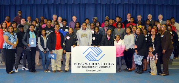 Cape Charles Rotary Club members join with Boys and Girls Club participants.