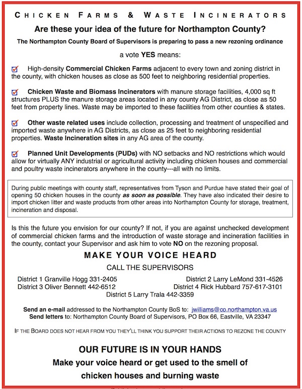 This flier being circulated by Northampton County rezoning opponents stresses that anyone who does not register his or her opposition to county rezoning plans will be judged to be in favor of the rezoning.